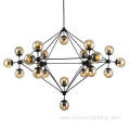 Vintage multi glass black metal chandelier